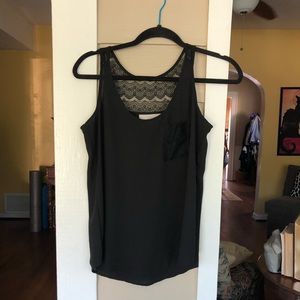 LOFT Black Tank Top with Black Lace